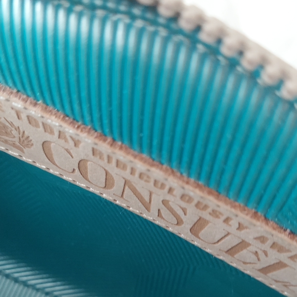 Consuela Teal and Burgundy Marble Half-Moon Cosmetic Pouch - Picture 5 of 6